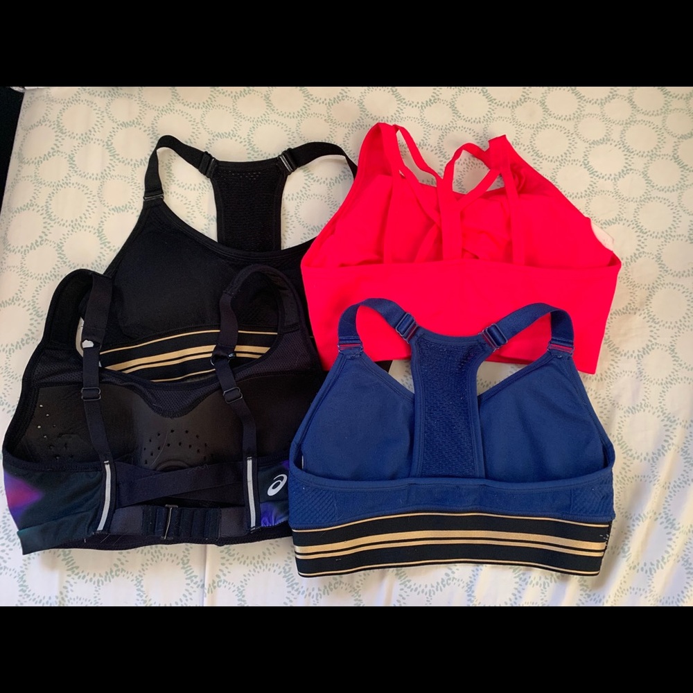 Barely used sport bra pack- Puma (3) and ASICS (1)